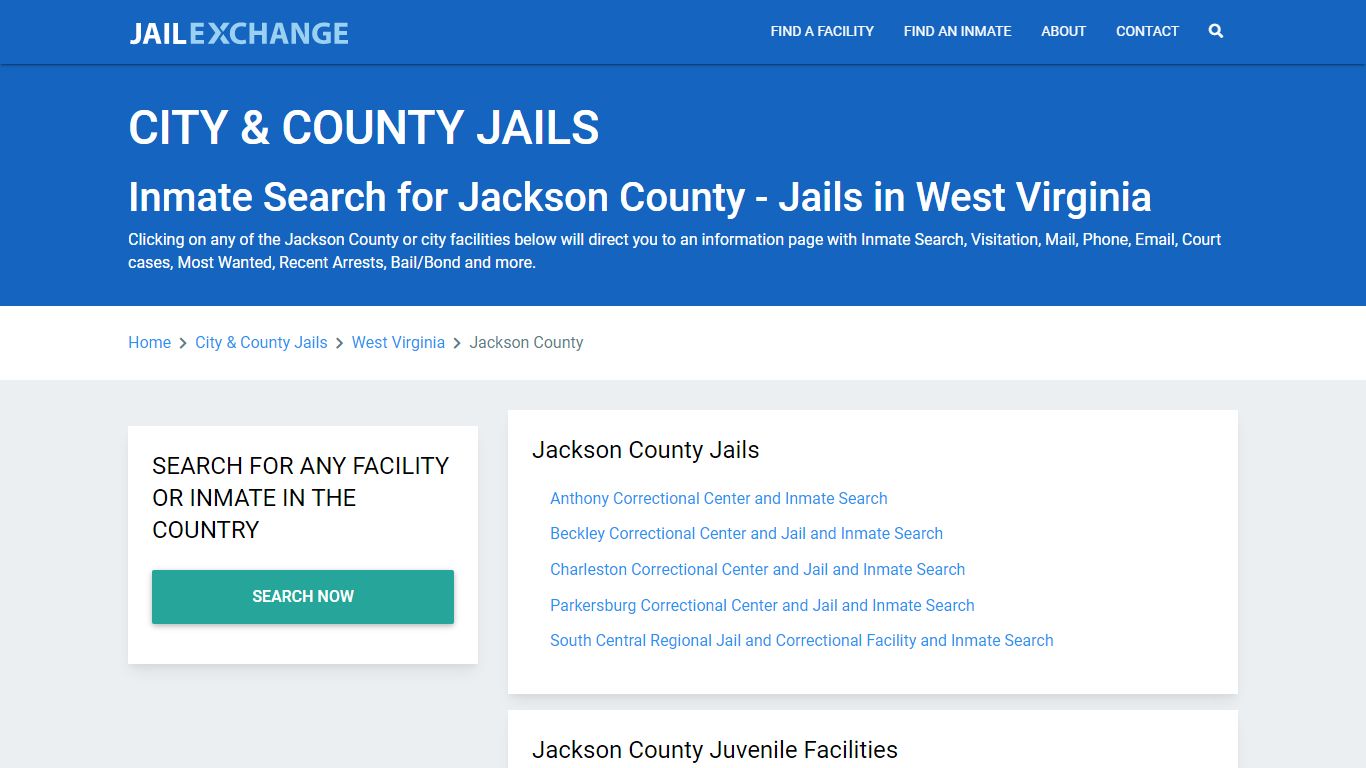 Inmate Search for Jackson County | Jails in West Virginia - Jail Exchange